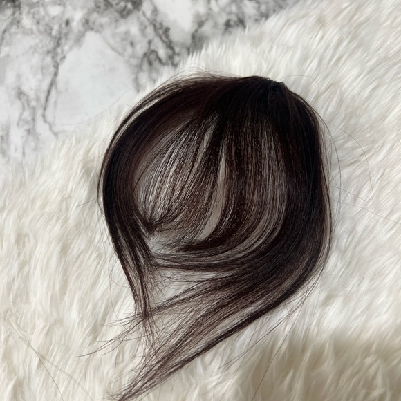 100% Human hair Clip in Bangs Dark Red Brown - Picture 2 of 6